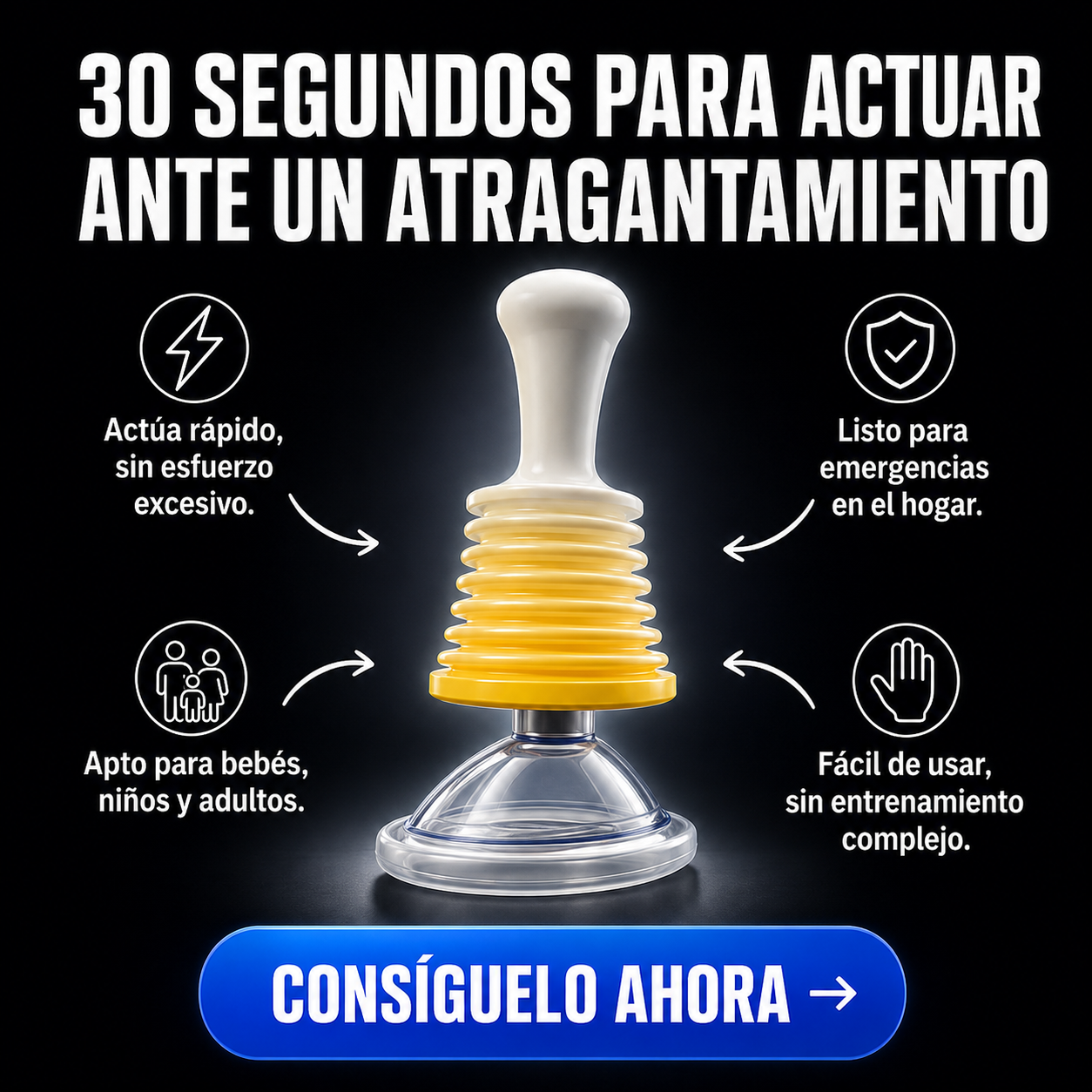 Dispositivo Anti-Atragantamiento KO AirWay + Mascarillas +  Manual de Primeros Auxilios para la Familia